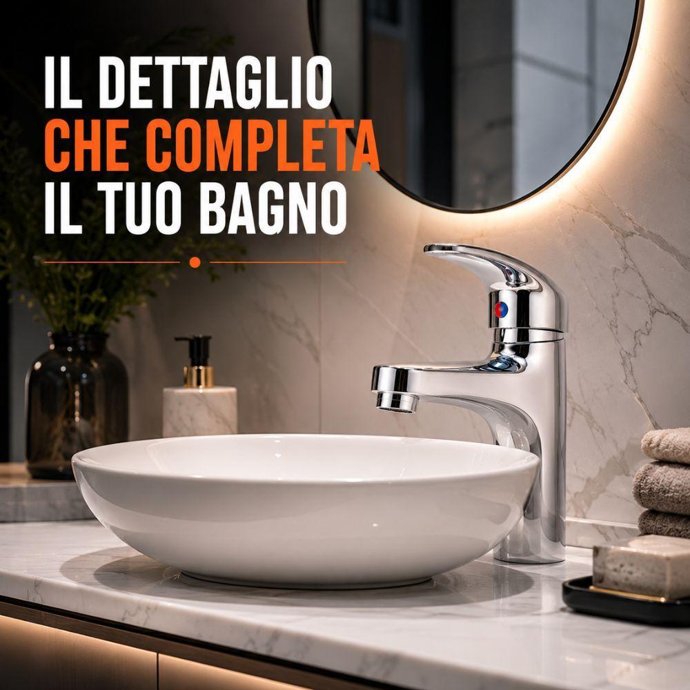  miscelatore monocomando per lavabo bagno cromato con leva singola design moderno - foto 2