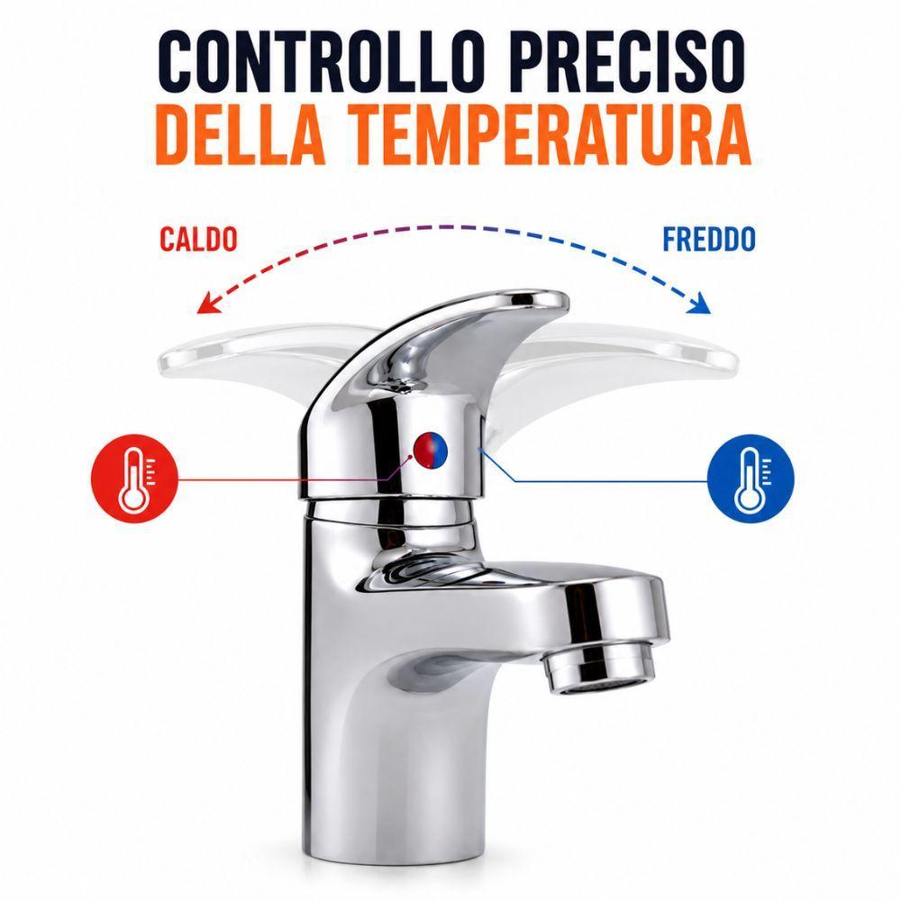  miscelatore monocomando per lavabo bagno cromato con leva singola design moderno - foto 3