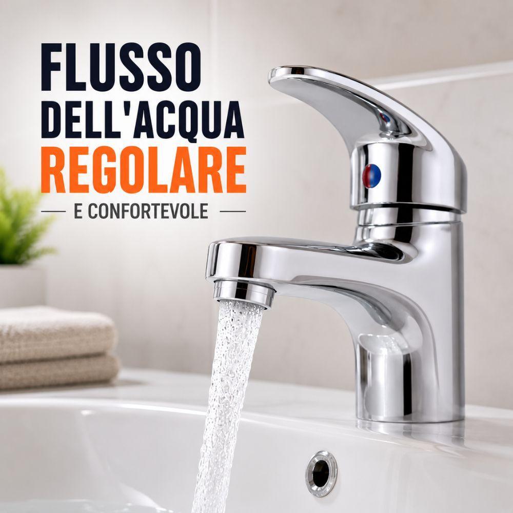  miscelatore monocomando per lavabo bagno cromato con leva singola design moderno - foto 4