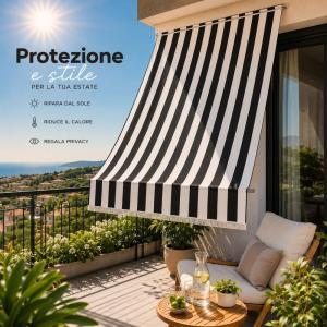 Tenda sole a righe da balcone per esterno protezione uv veranda terrazza