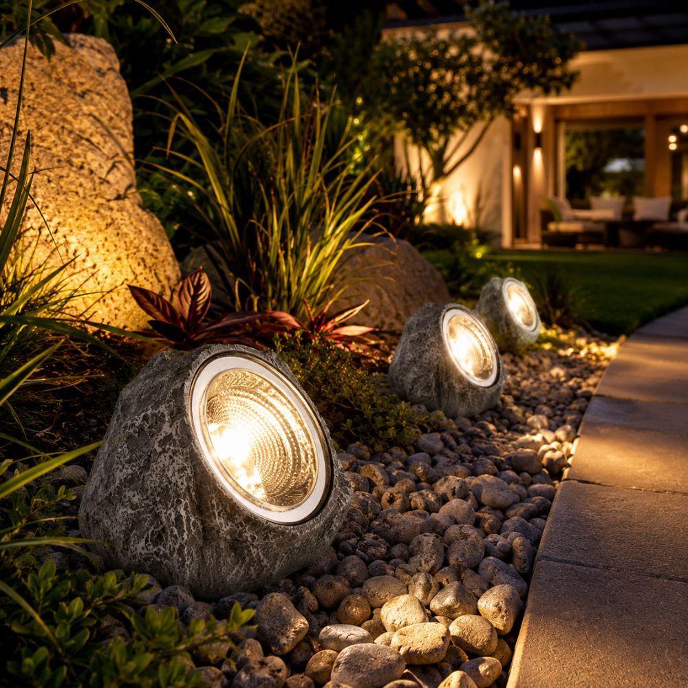  faretto solare led effetto pietra da giardino outdoor impermeabile - foto 2