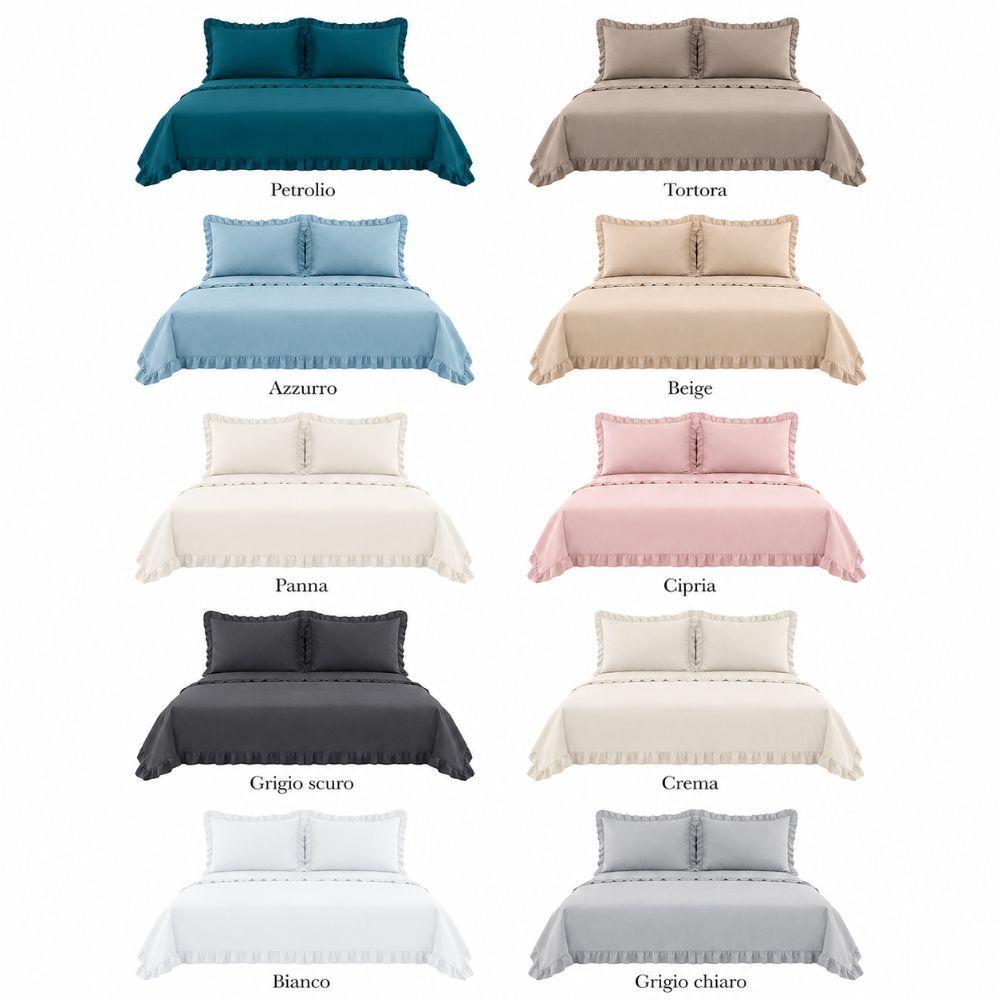  completo letto matrimoniale volant elegante con balze set lenzuola 4 pezzi - foto 1