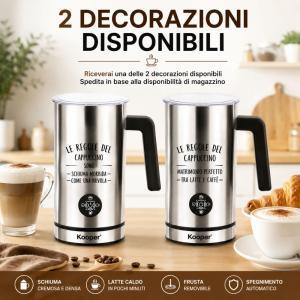 Cappuccinatore montalatte elettrico in acciaio inox per cappuccino latte caldo e schiuma di latte