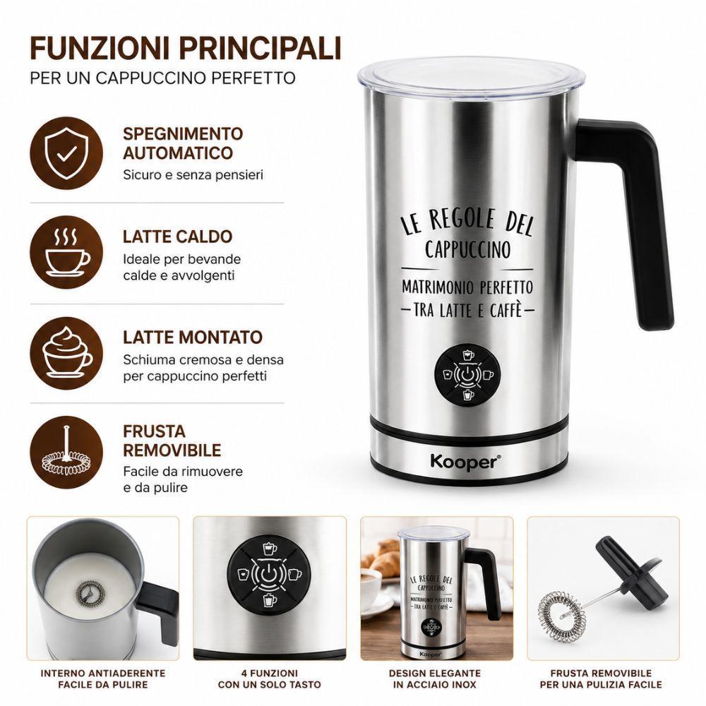  cappuccinatore montalatte elettrico in acciaio inox per cappuccino latte caldo e schiuma di latte - foto 4