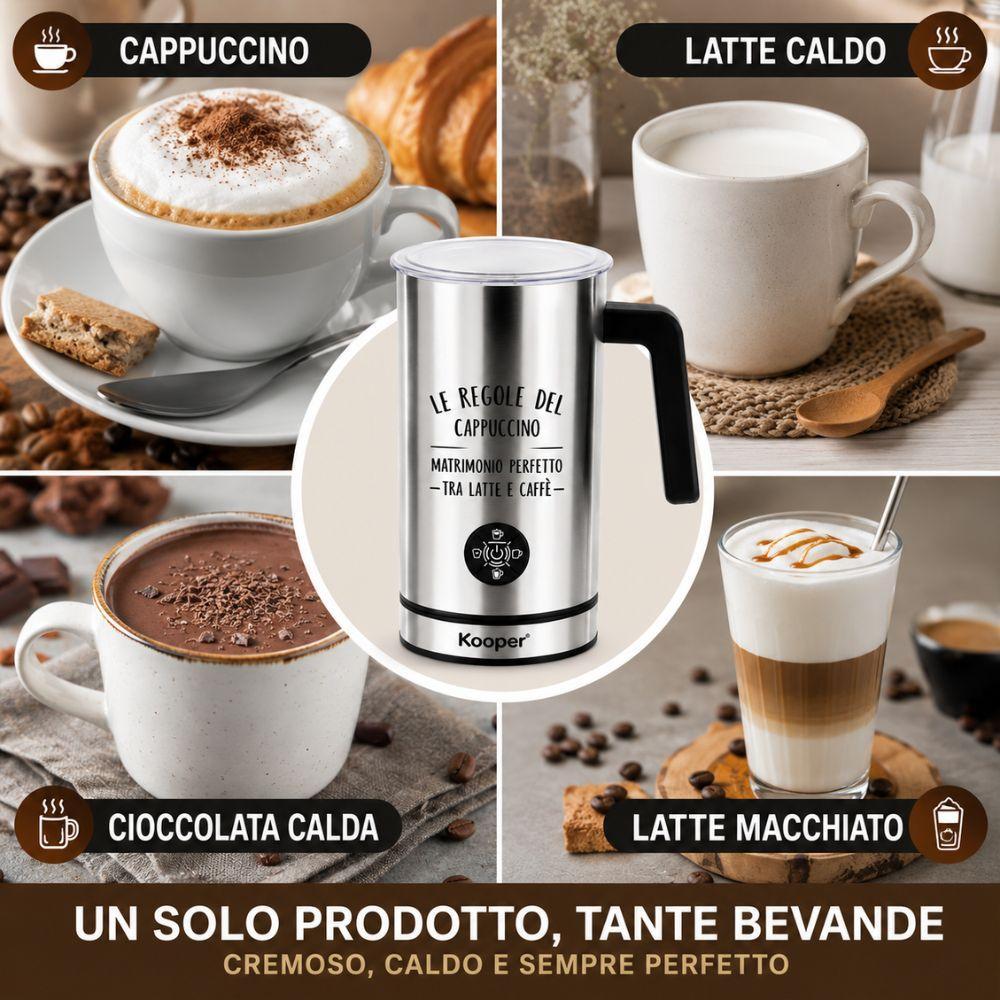  cappuccinatore montalatte elettrico in acciaio inox per cappuccino latte caldo e schiuma di latte - foto 5