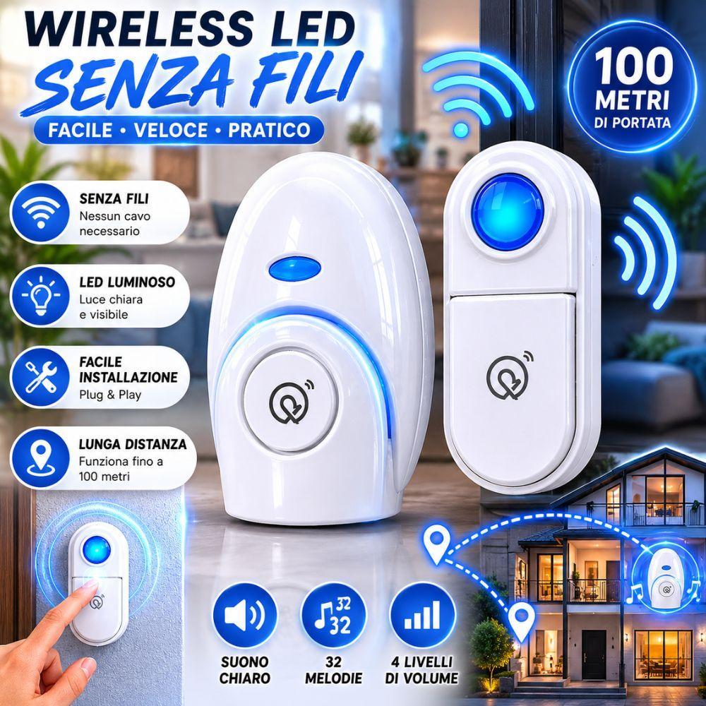  campanello wireless senza fili led doorbell con ricevitore - foto 3