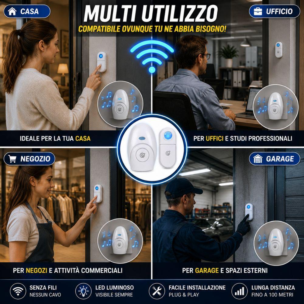  campanello wireless senza fili led doorbell con ricevitore - foto 4