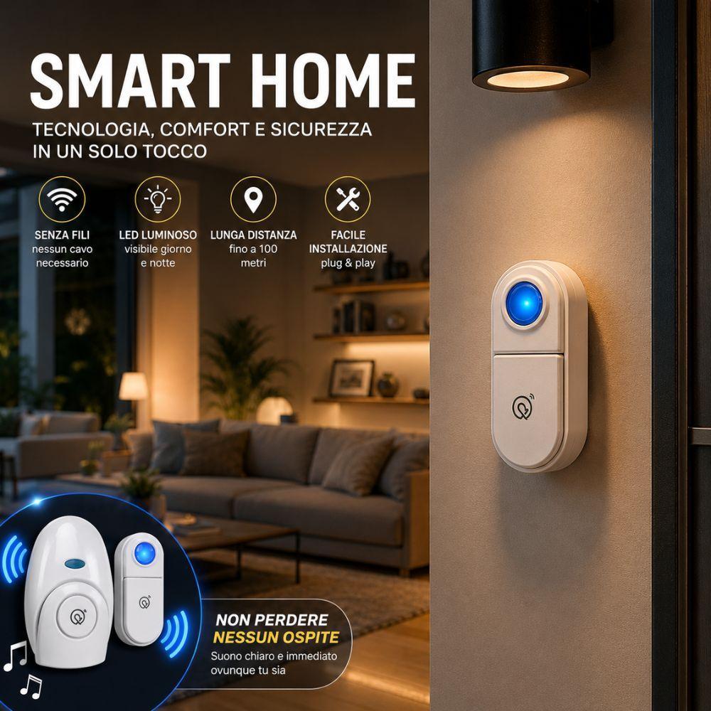  campanello wireless senza fili led doorbell con ricevitore - foto 5