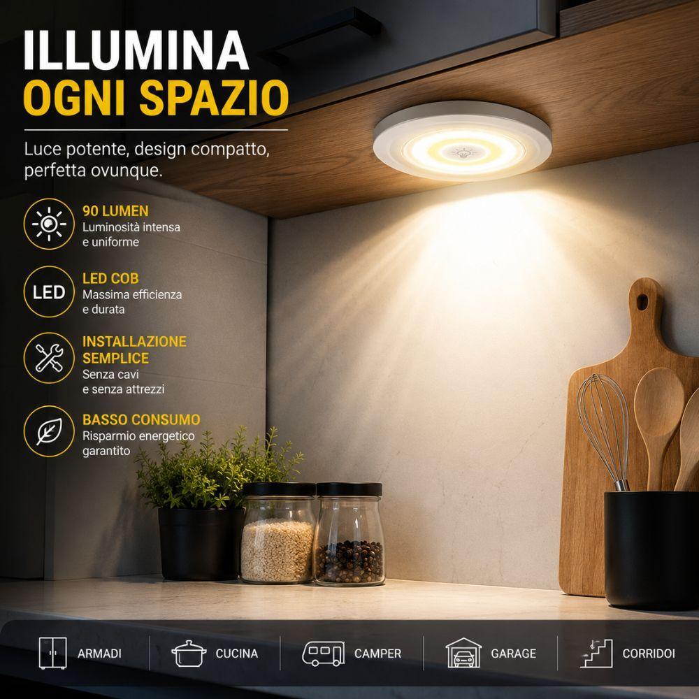  luce led cob wireless per armadio cucina camper garage smart light - foto 2