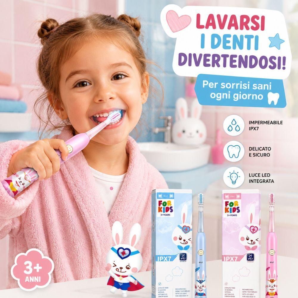  spazzolino elettrico bambini ricaricabile con luci led - foto 2
