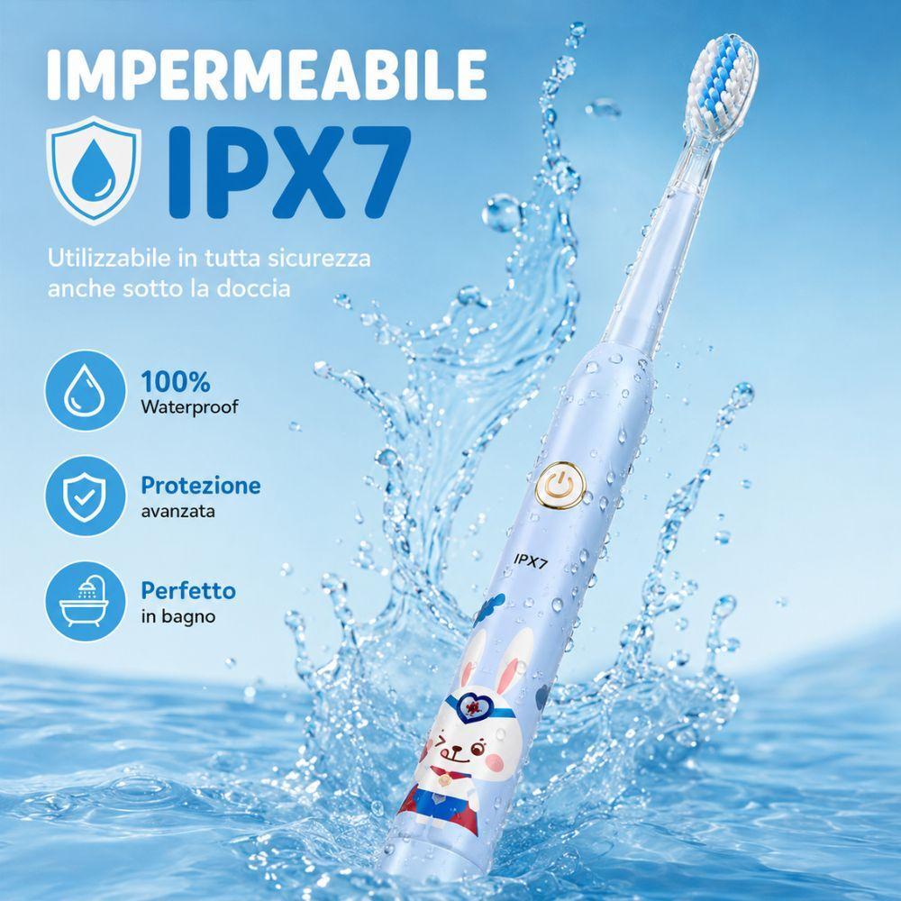  spazzolino elettrico bambini ricaricabile con luci led - foto 3