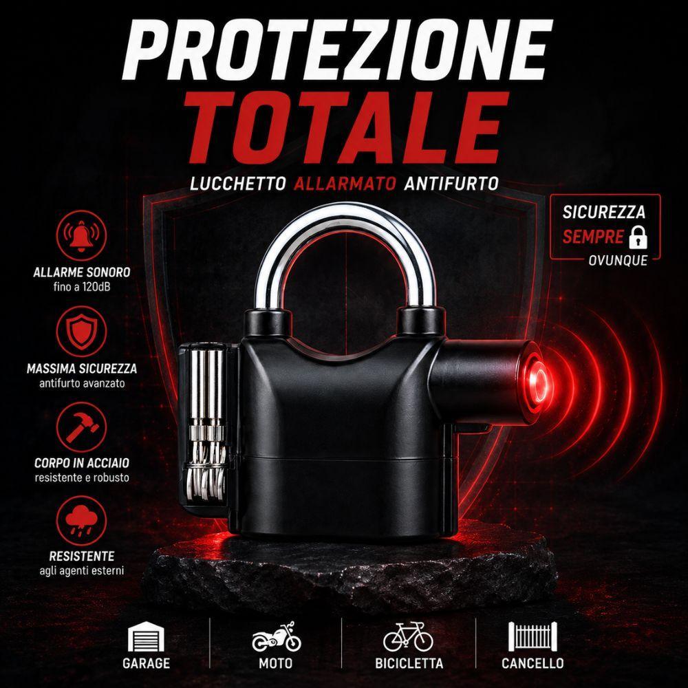  lucchetto allarmato antifurto 70mm con allarme sonoro per moto bici garage cancello - foto 4