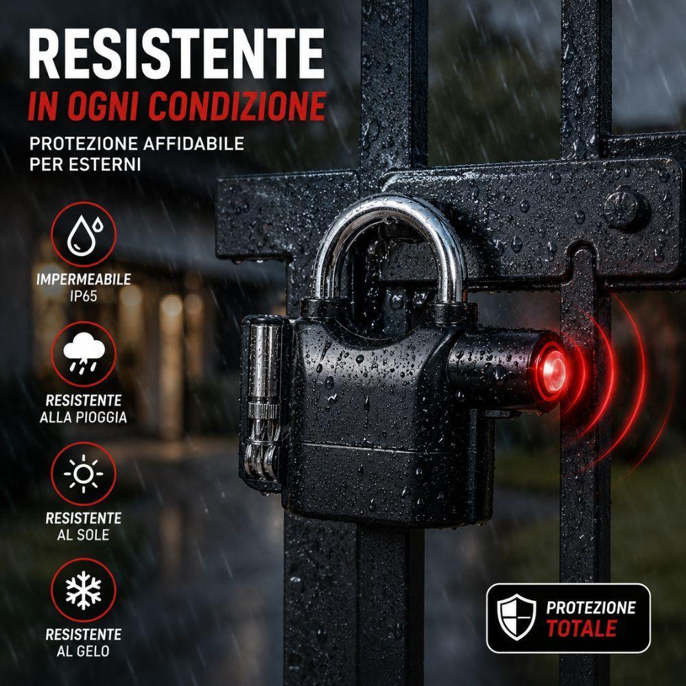  lucchetto allarmato antifurto 70mm con allarme sonoro per moto bici garage cancello - foto 5
