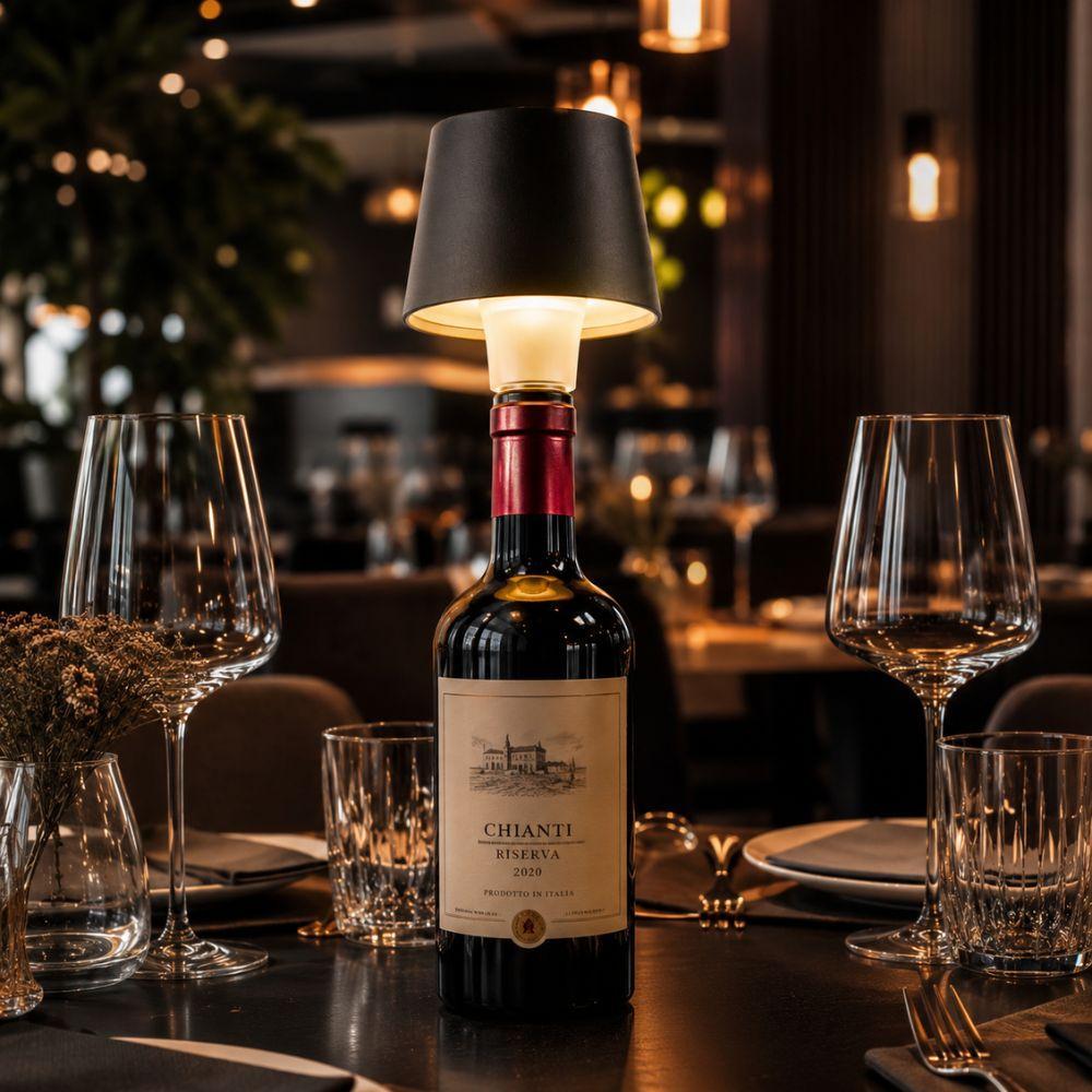  lampada led per bottiglia ricaricabile usb touch wireless da tavolo design moderno - foto 2