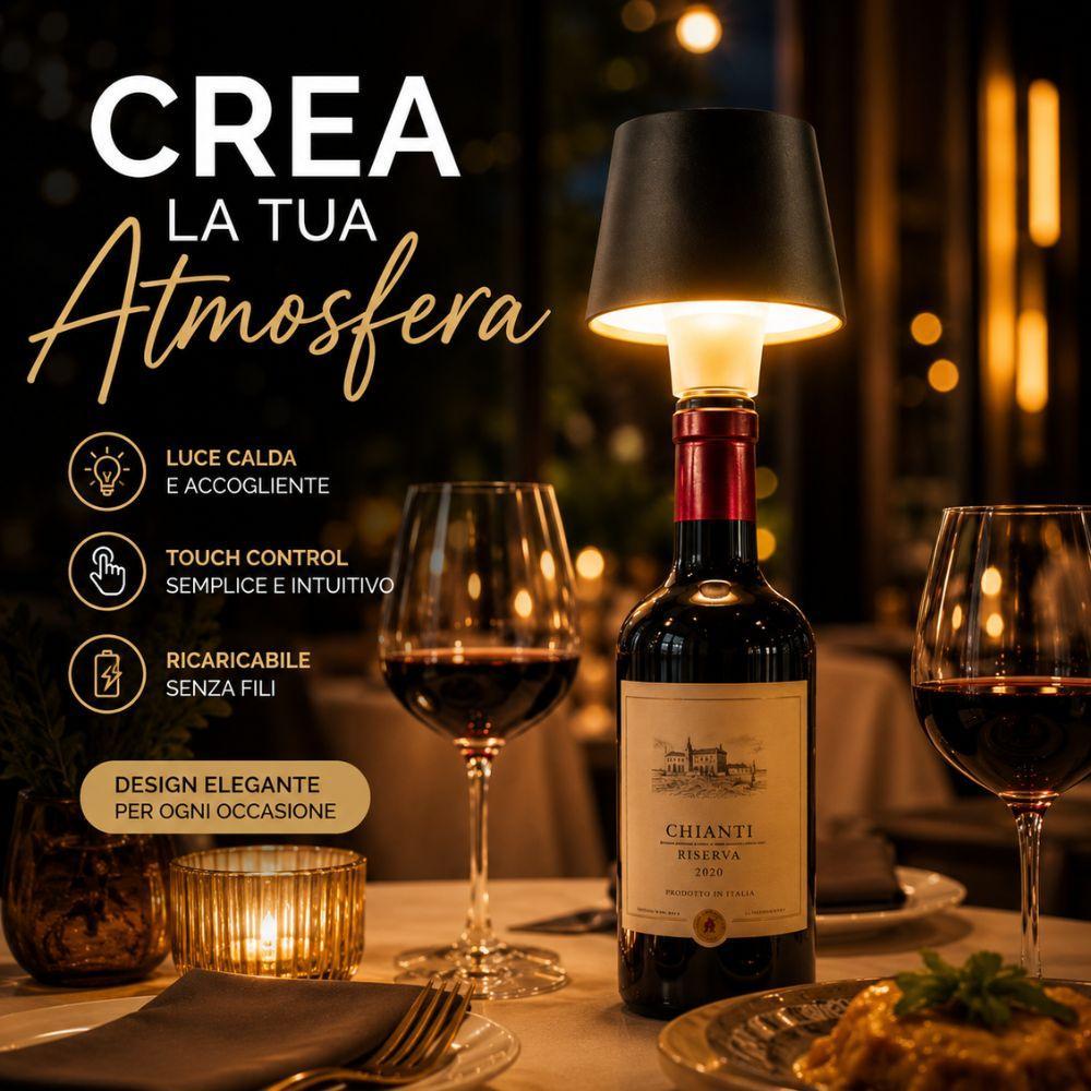  lampada led per bottiglia ricaricabile usb touch wireless da tavolo design moderno - foto 3