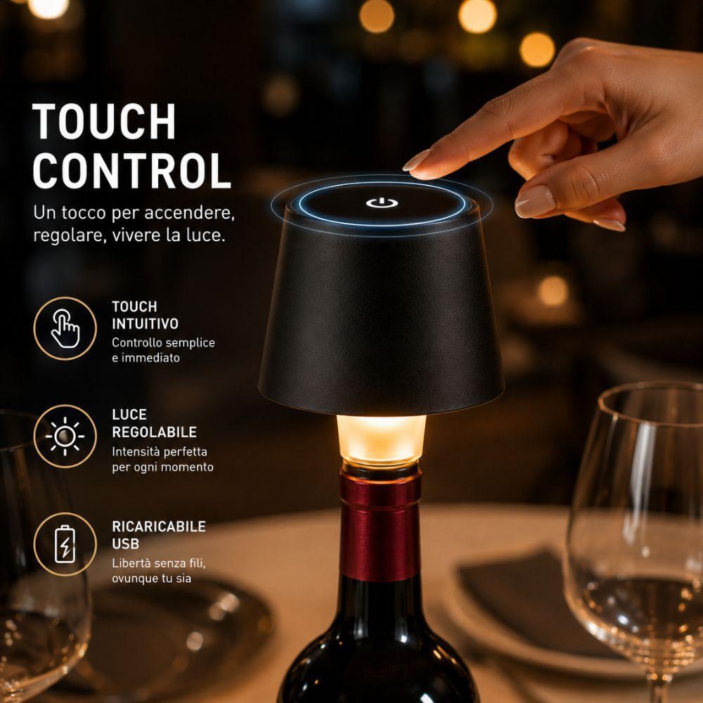  lampada led per bottiglia ricaricabile usb touch wireless da tavolo design moderno - foto 4