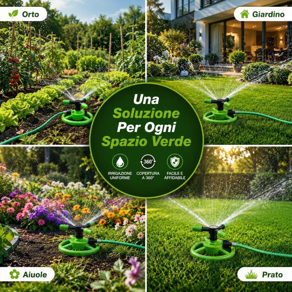  aspersore irrigatore rotante a 3 bracci con base circolare per giardino e prato - foto 2