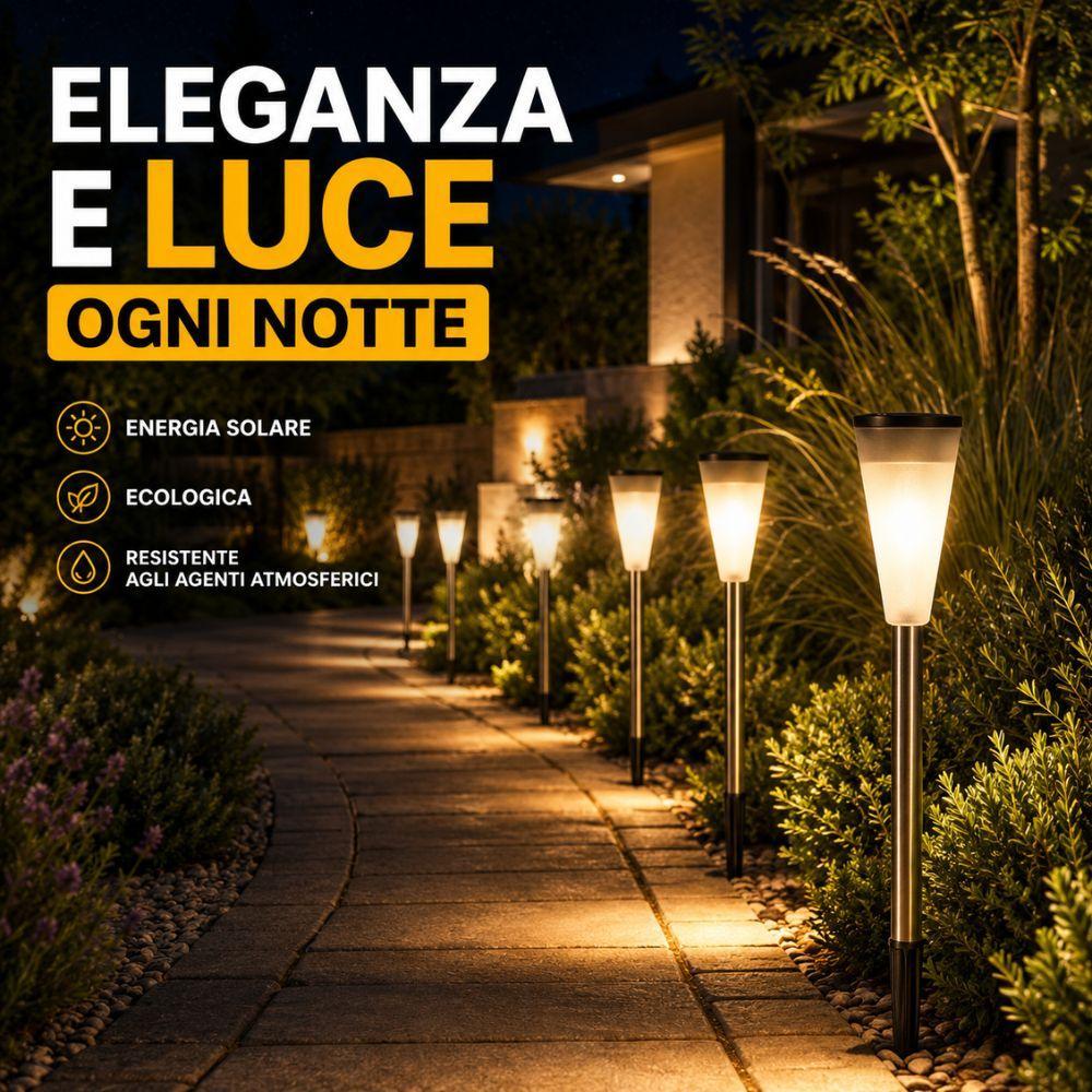  lampada solare led da giardino con picchetto luce automatica per vialetti aiuole esterno - foto 2