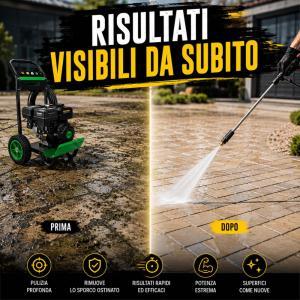 Idropulitrice a benzina professionale 7 hp 170-240 bar con tubo alta pressione 10 metri