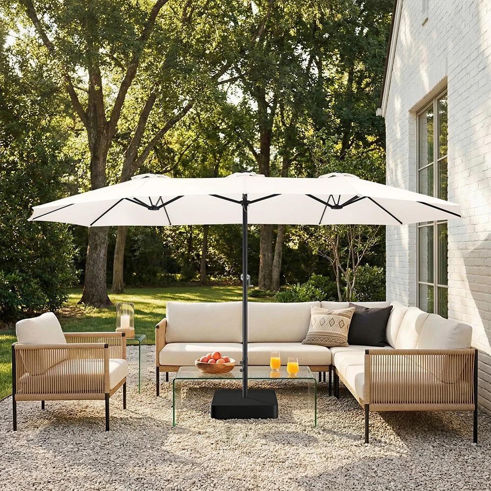  ombrellone doppio 4.6 metri con base inclusa da giardino rivestimento anti uv - foto 2