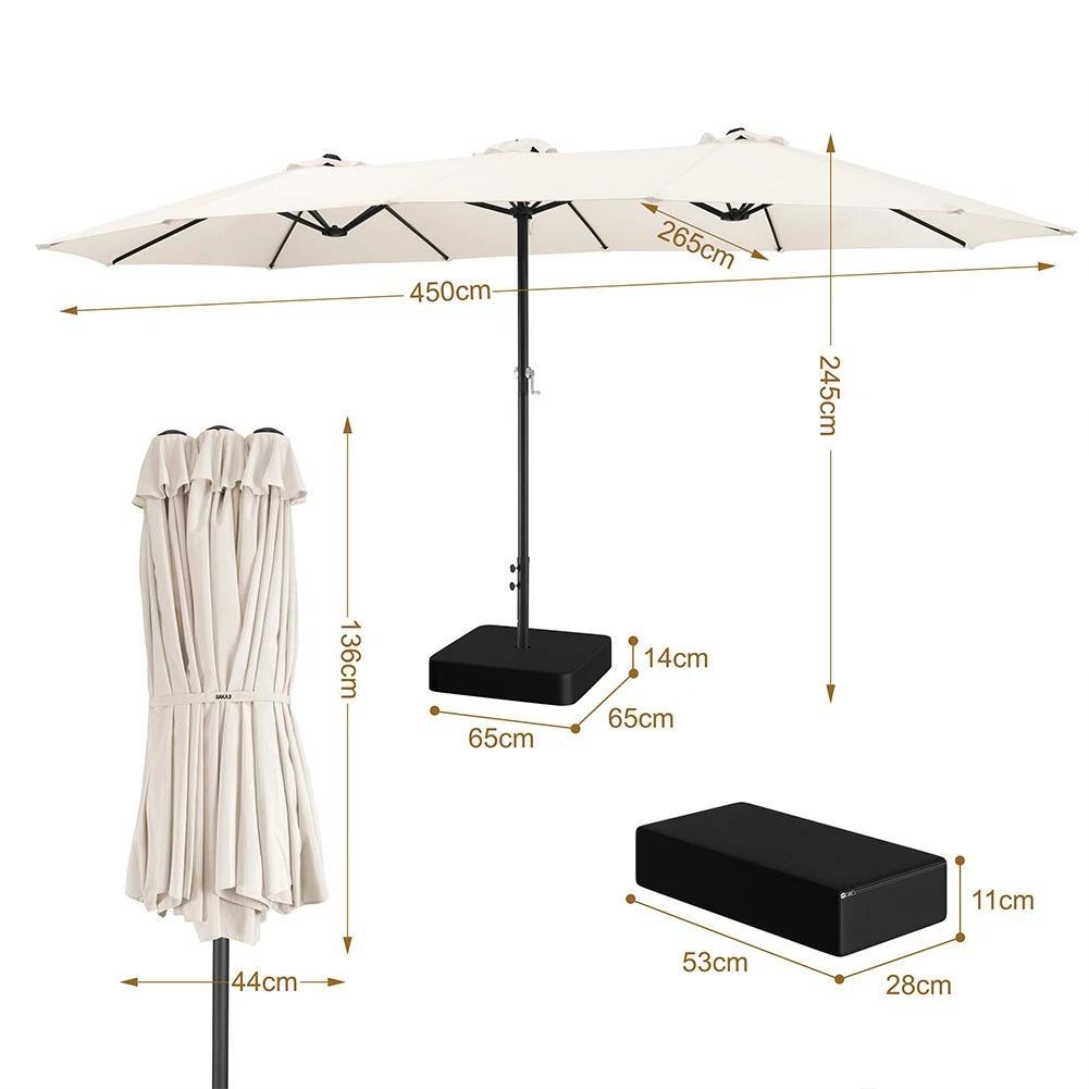 ombrellone doppio 4.6 metri con base inclusa da giardino rivestimento anti uv - foto 4