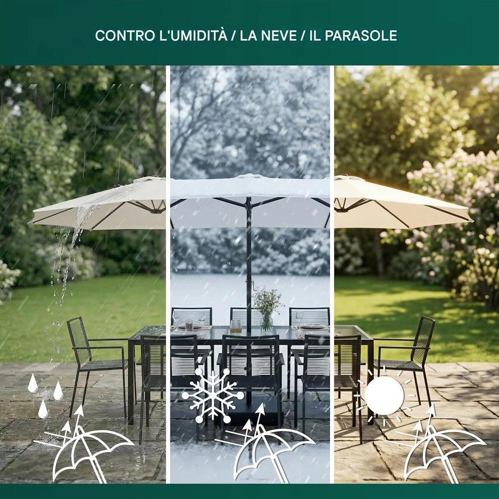  ombrellone doppio 4.6 metri con base inclusa da giardino rivestimento anti uv - foto 5
