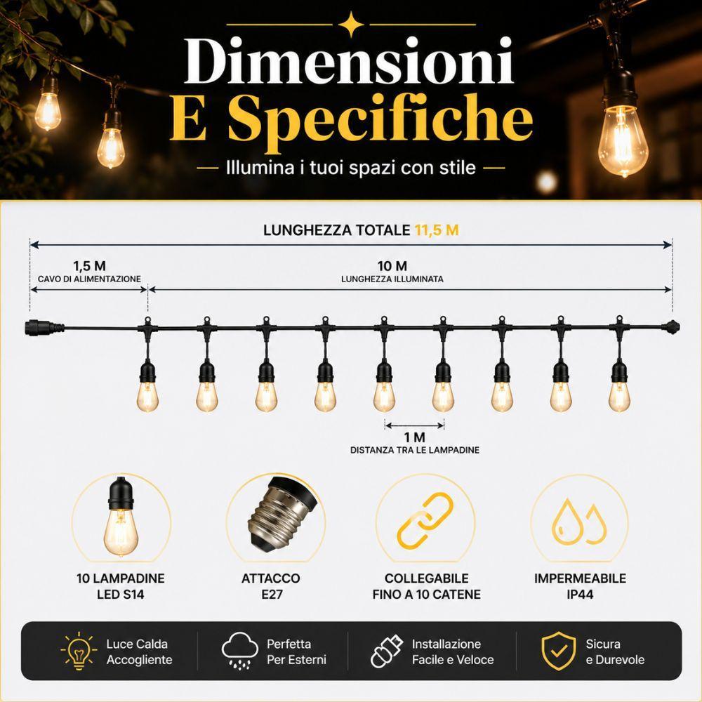  stringa luminosa led da esterno 10 metri con 10 lampadine - foto 3