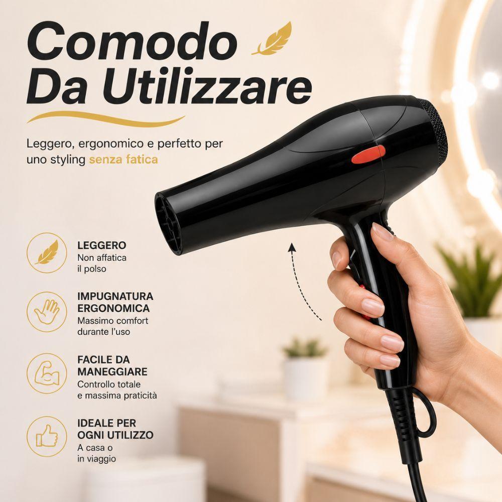  asciugacapelli professionale con beccuccio concentratore phon per capelli - foto 3