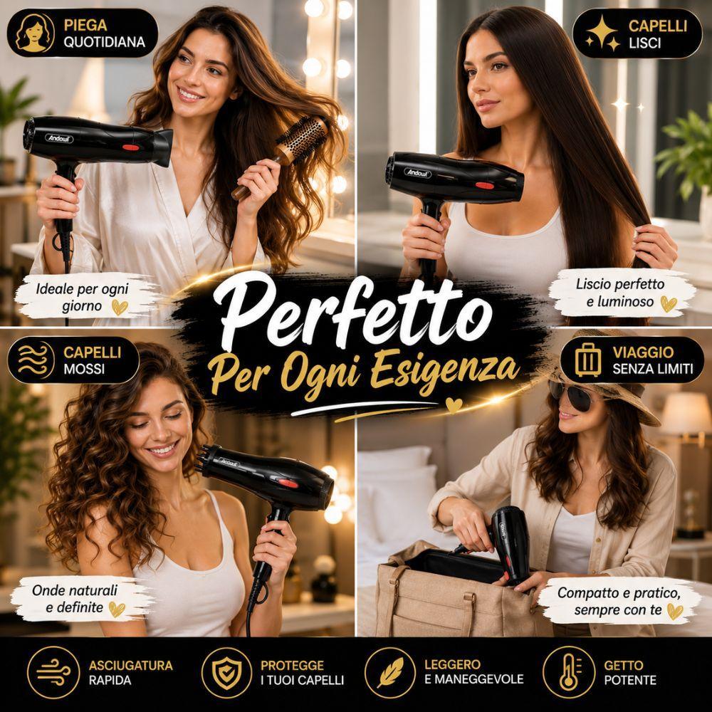  asciugacapelli professionale con beccuccio concentratore phon per capelli - foto 5