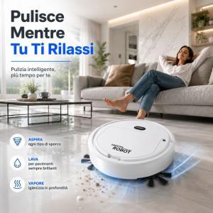 Robot aspiratore 3 in 1 aspira lava vaporizza automatico smart home