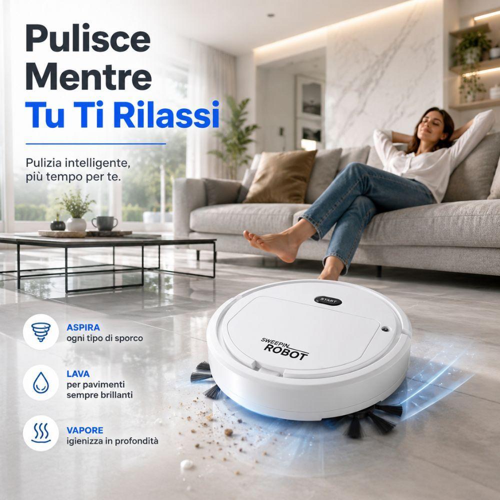  robot aspiratore 3 in 1 aspira lava vaporizza automatico smart home - foto 2
