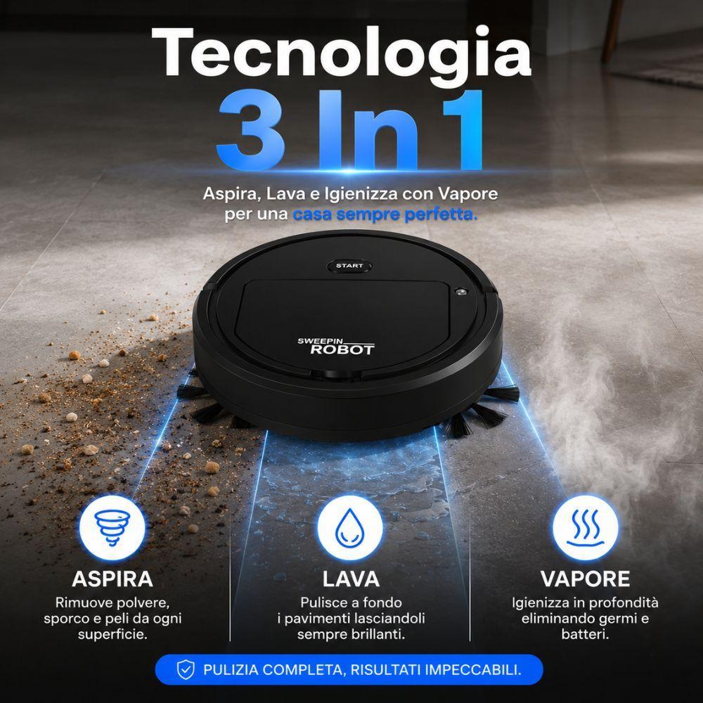  robot aspiratore 3 in 1 aspira lava vaporizza automatico smart home - foto 5