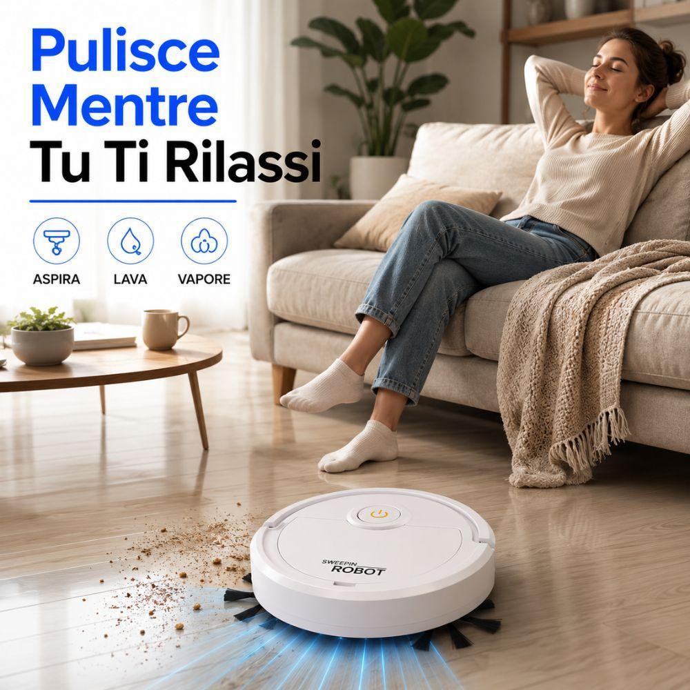  robot aspiratore automatico 3 in 1 aspira lava vapore smart home - foto 2
