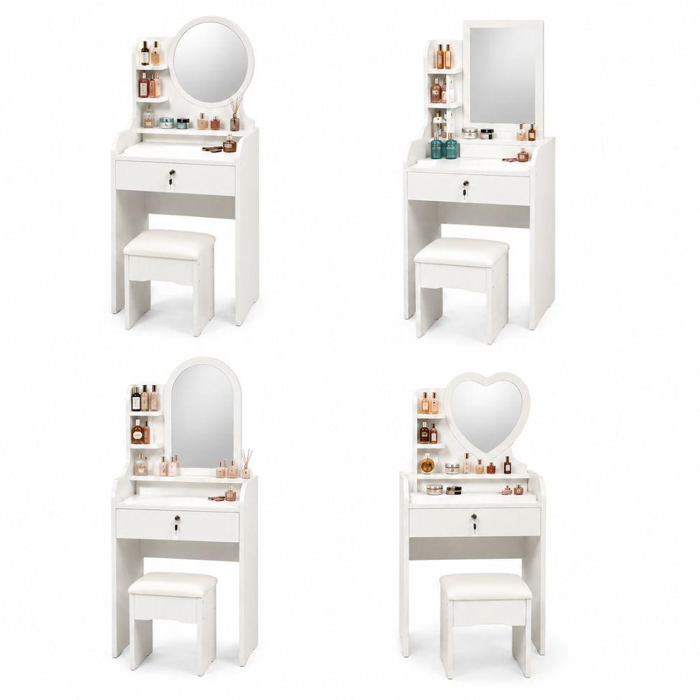  toeletta vanity con specchio e sgabello – tavolo trucco porta cosmetici - foto 1