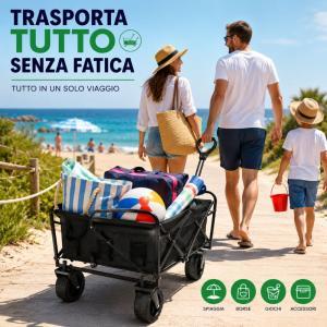 Carrello pieghevole da trasporto multiuso 80 kg con ruote girevoli 360° e maniglia regolabile