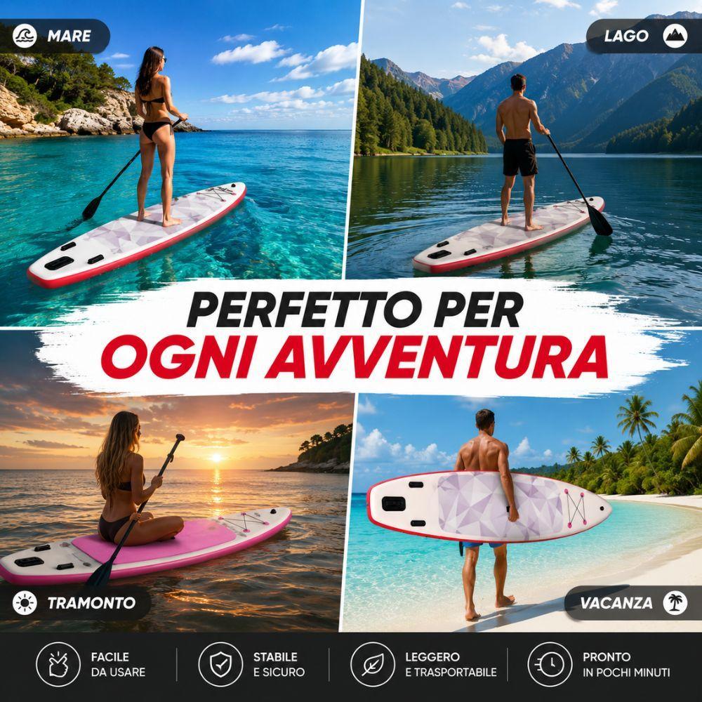  sup gonfiabile 366x82x15 cm stand up paddle con accessori - foto 2