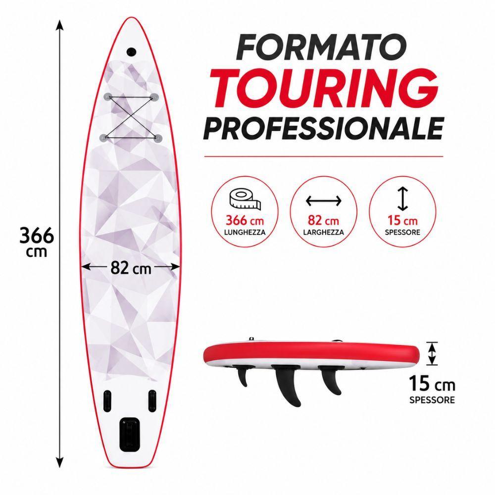  sup gonfiabile 366x82x15 cm stand up paddle con accessori - foto 4