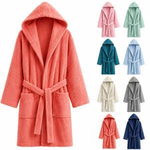 Accappatoio unisex in spugna con cappuccio per adulti m...
