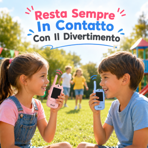 Walkie talkie bambini ricaricabile con schermo comunicazione bidirezionale portata fino a 300 metri celeste rosa