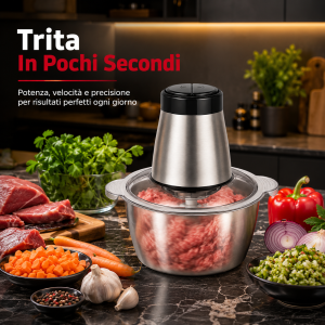 Tritacarne elettrico 650w con ciotola in acciaio da 3 litri