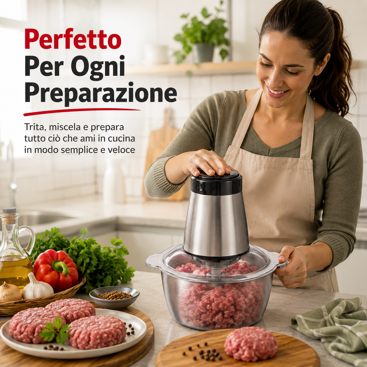  tritacarne elettrico 650w con ciotola in acciaio da 3 litri - foto 3