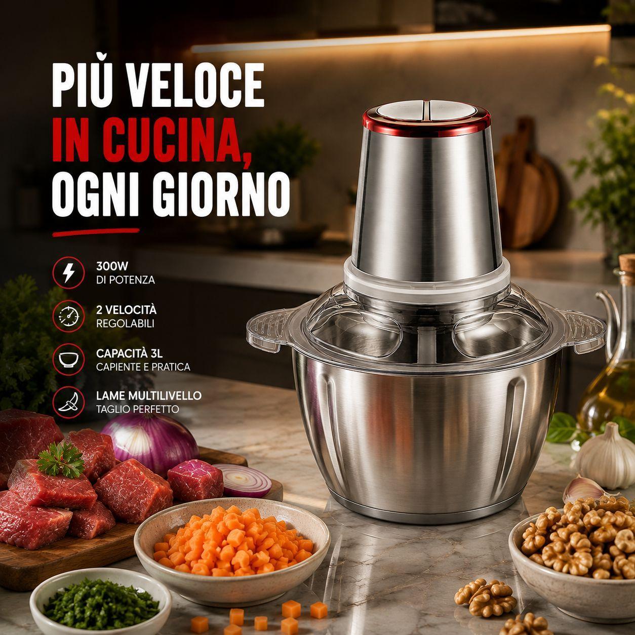  tritacarne elettrico con ciotola in acciaio da 3 litri - foto 4
