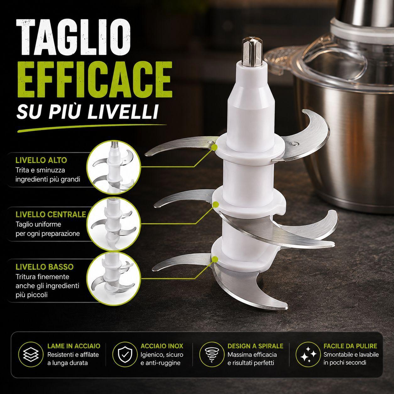  tritacarne elettrico con ciotola in acciaio da 3 litri - foto 5