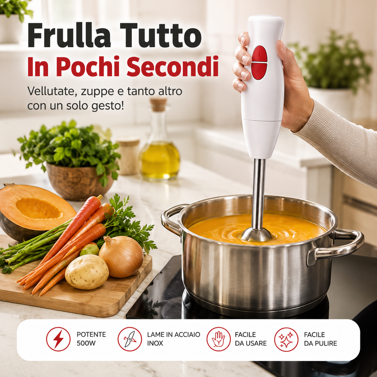  frullatore a immersione 500w con lame in acciaio - foto 2