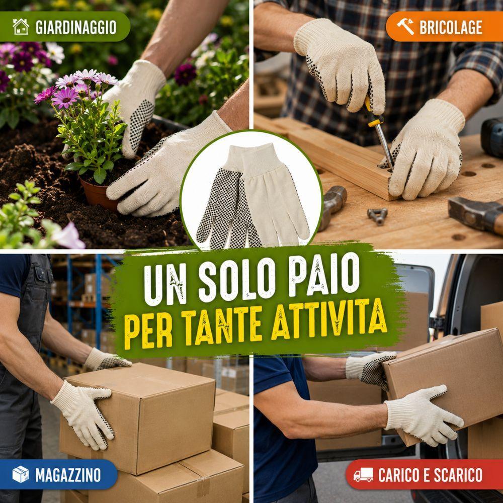  guanti da lavoro antiscivolo in cotone con punti in pvc - foto 3