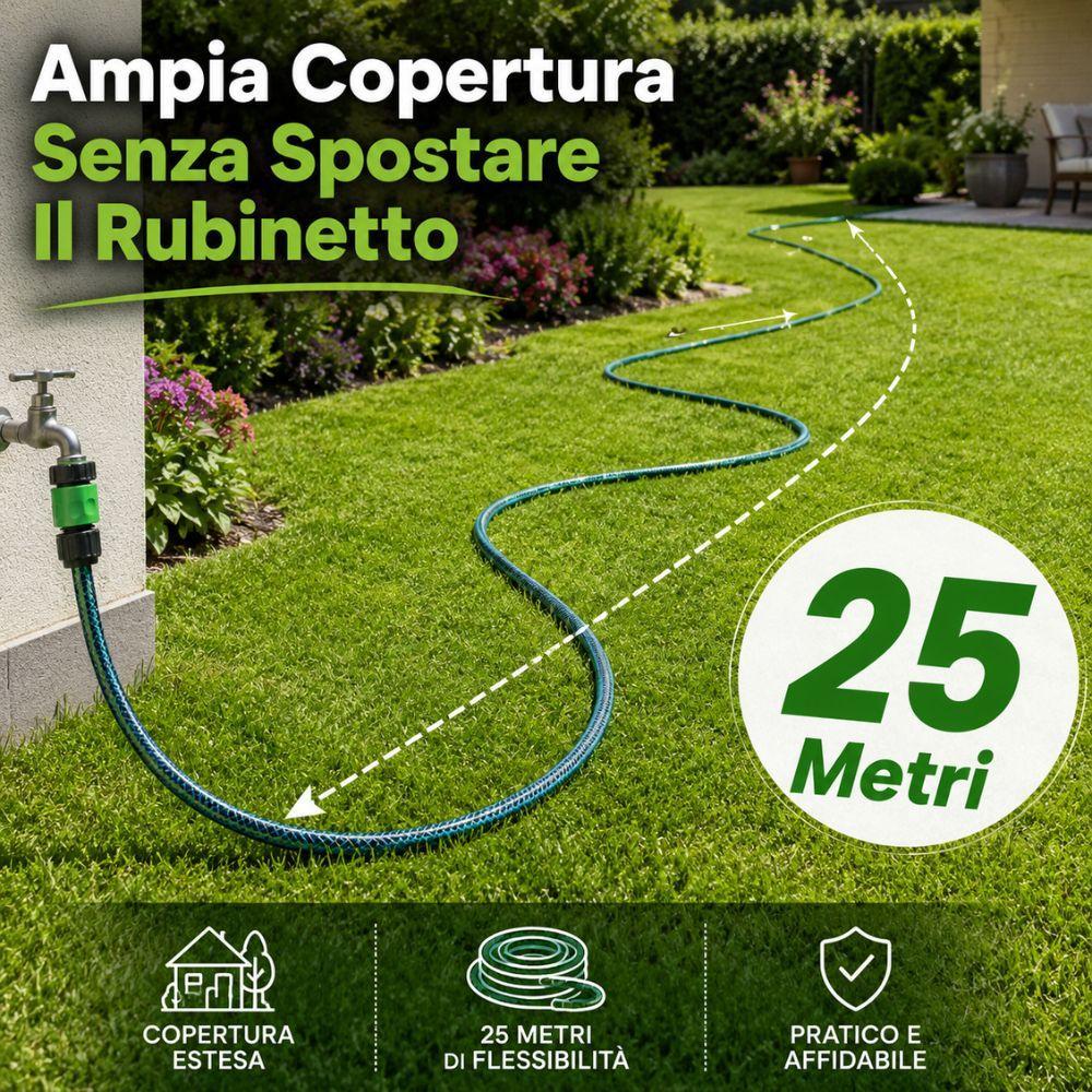  kit tubo da giardino in pvc diametro 19 mm 25 metri con lancia e raccordi - foto 3