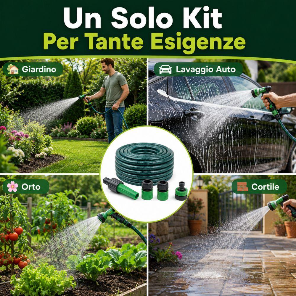  kit tubo da giardino in pvc diametro 19 mm 25 metri con lancia e raccordi - foto 5