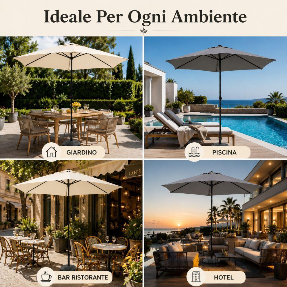  ombrellone da giardino tondo diametro 300 cm con palo centrale regolabile - foto 5