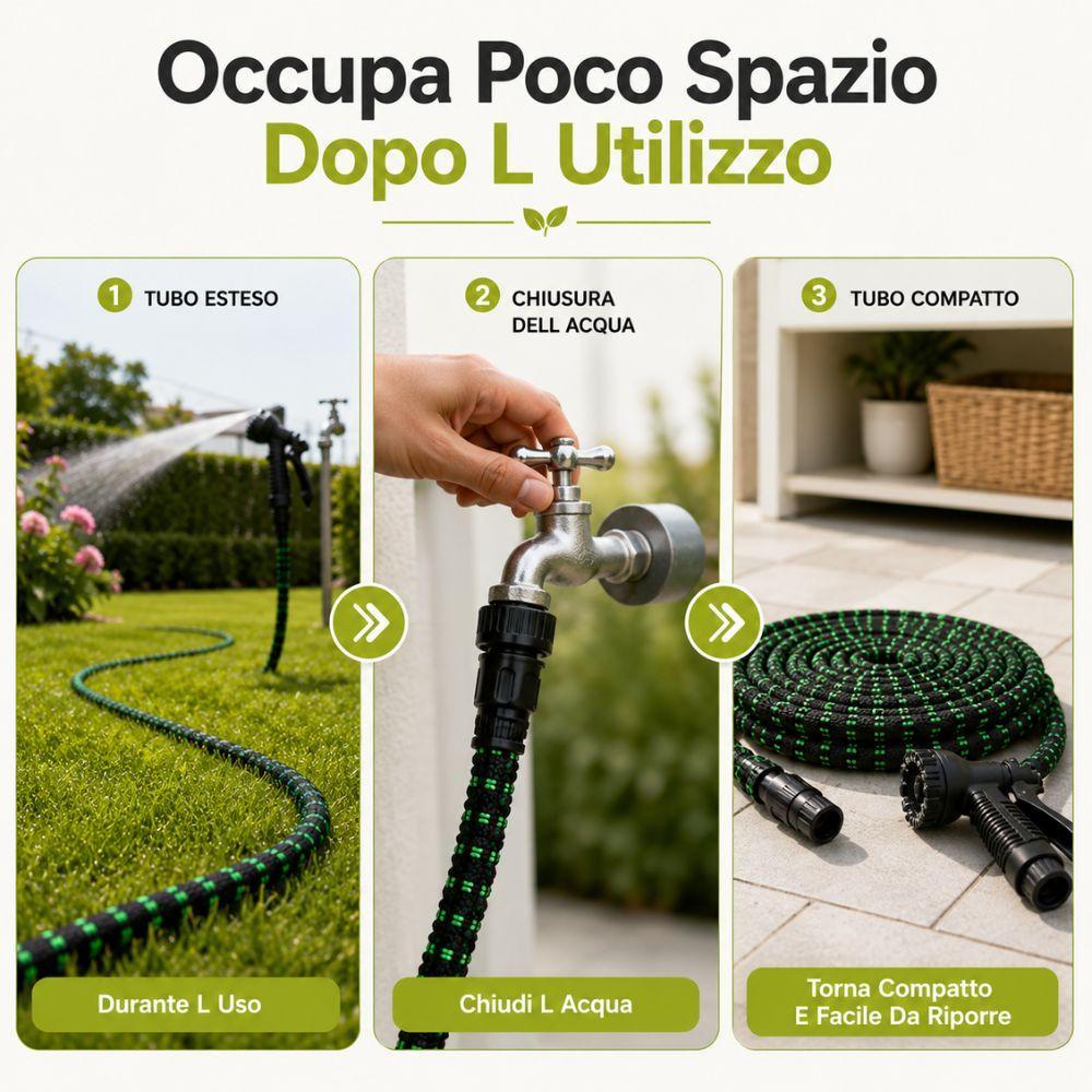  tubo estensibile da giardino 15 metri con pistola multifunzione - foto 4