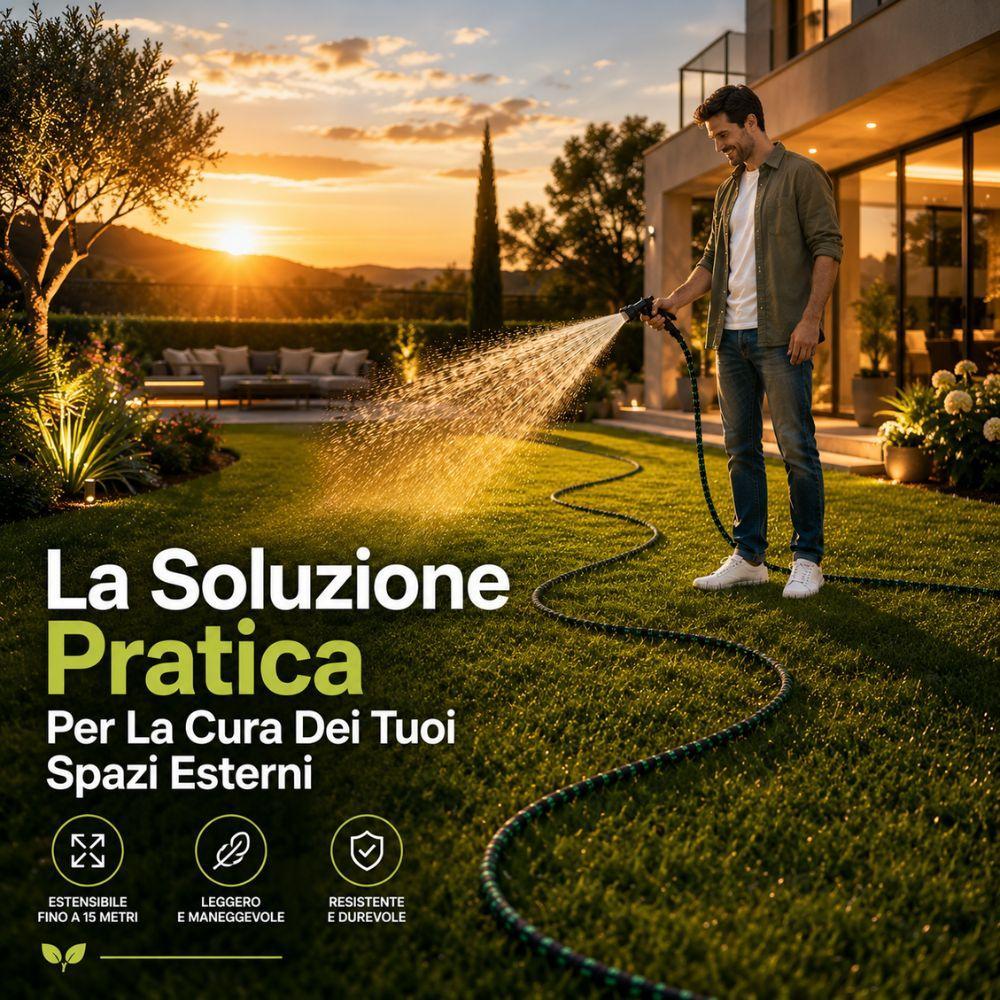  tubo estensibile da giardino 15 metri con pistola multifunzione - foto 5